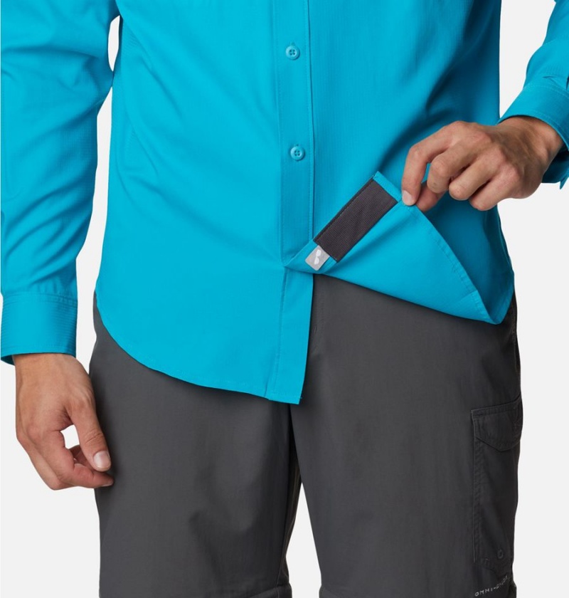 Columbia PFG Skiff Guide Woven Long Sleeve Men's Shirt Turquoise | NJBSXO-918