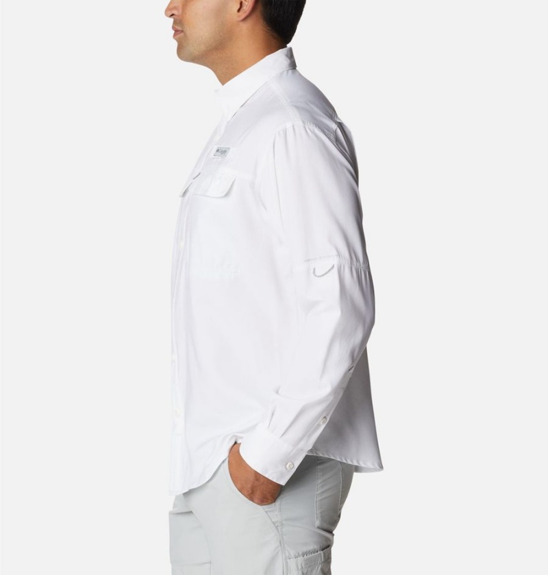 Columbia PFG Skiff Guide Woven Long Sleeve Men's Shirt White | THBQOR-842
