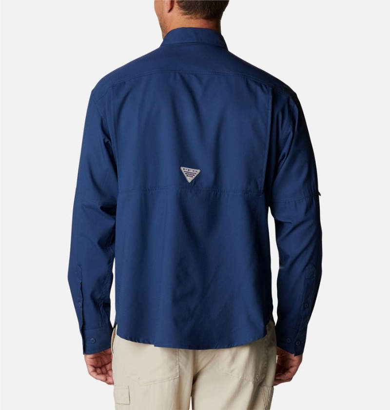 Columbia PFG Skiff Guide Woven Long Sleeve Men's Shirt Blue | WTQOJI-473