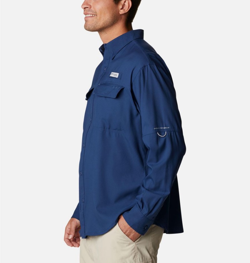 Columbia PFG Skiff Guide Woven Long Sleeve Men's Shirt Blue | WTQOJI-473