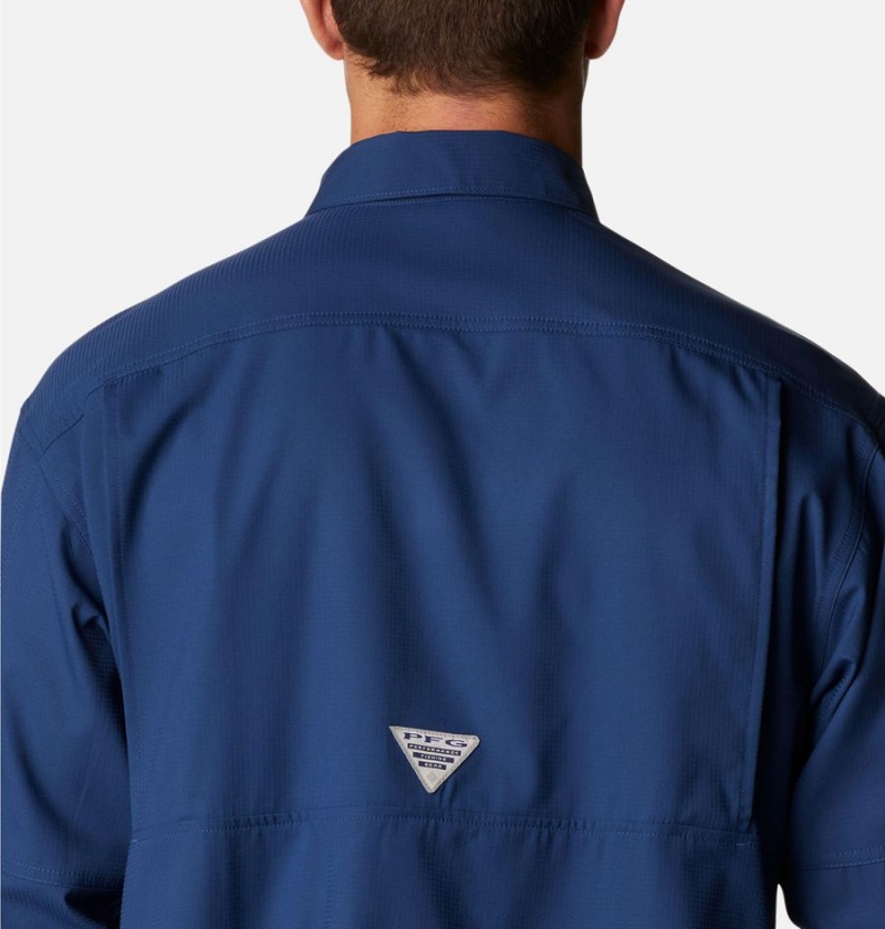 Columbia PFG Skiff Guide Woven Long Sleeve Men's Shirt Blue | WTQOJI-473