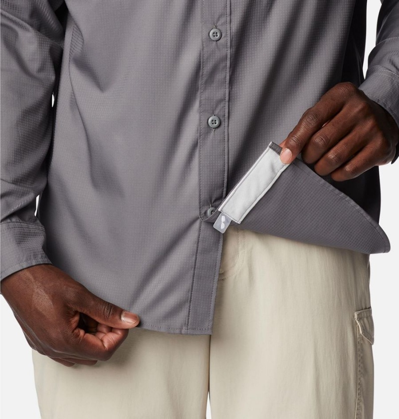Columbia PFG Skiff Guide Woven Long Sleeve Men's Shirt Grey | ELXDZS-615