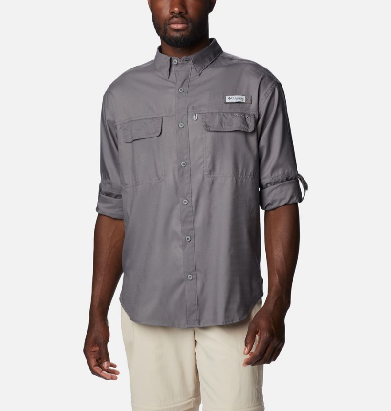 Columbia PFG Skiff Guide Woven Long Sleeve Men's Shirt Grey | ELXDZS-615