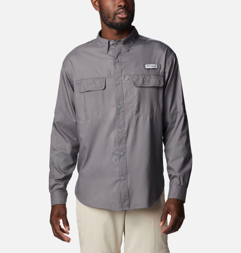 Columbia PFG Skiff Guide Woven Long Sleeve Men\'s Shirt Grey | ELXDZS-615