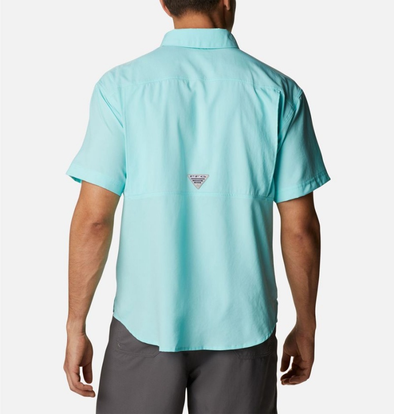 Columbia PFG Skiff Guide Woven Short Sleeve Men's Shirt Turquoise | HLFDJW-074