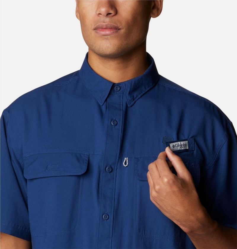 Columbia PFG Skiff Guide Woven Short Sleeve Men's Shirt Blue | ODRSXL-182