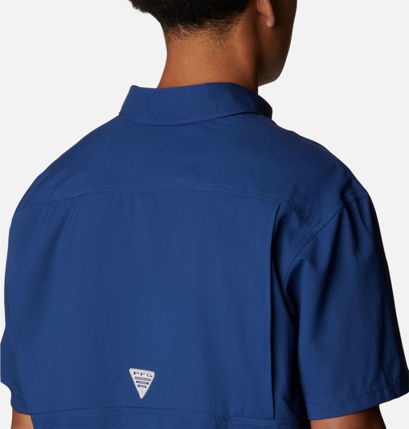Columbia PFG Skiff Guide Woven Short Sleeve Men's Shirt Blue | ODRSXL-182