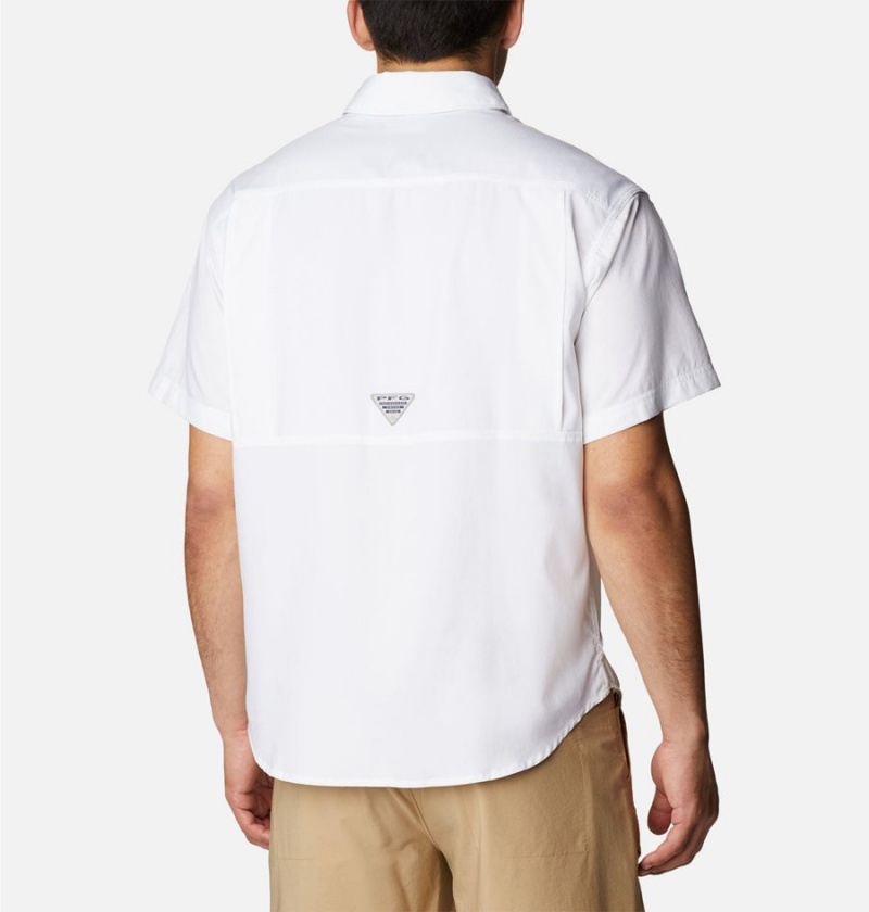 Columbia PFG Skiff Guide Woven Short Sleeve Men's Shirt White | VKAXCO-430