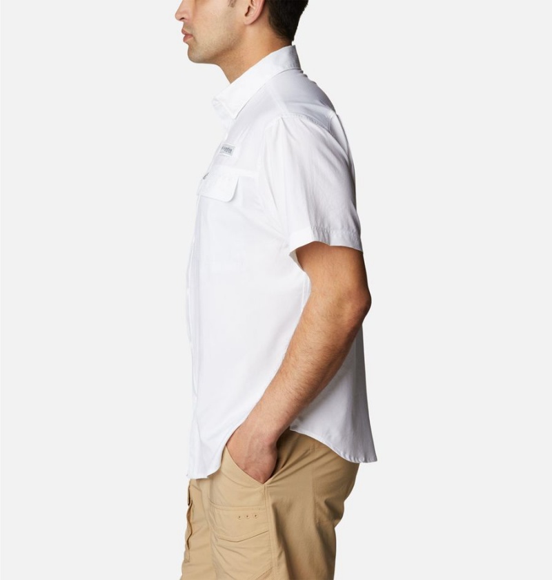 Columbia PFG Skiff Guide Woven Short Sleeve Men's Shirt White | VKAXCO-430