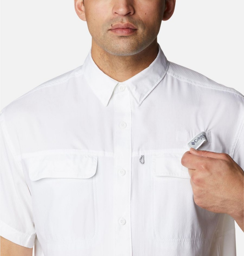 Columbia PFG Skiff Guide Woven Short Sleeve Men's Shirt White | VKAXCO-430