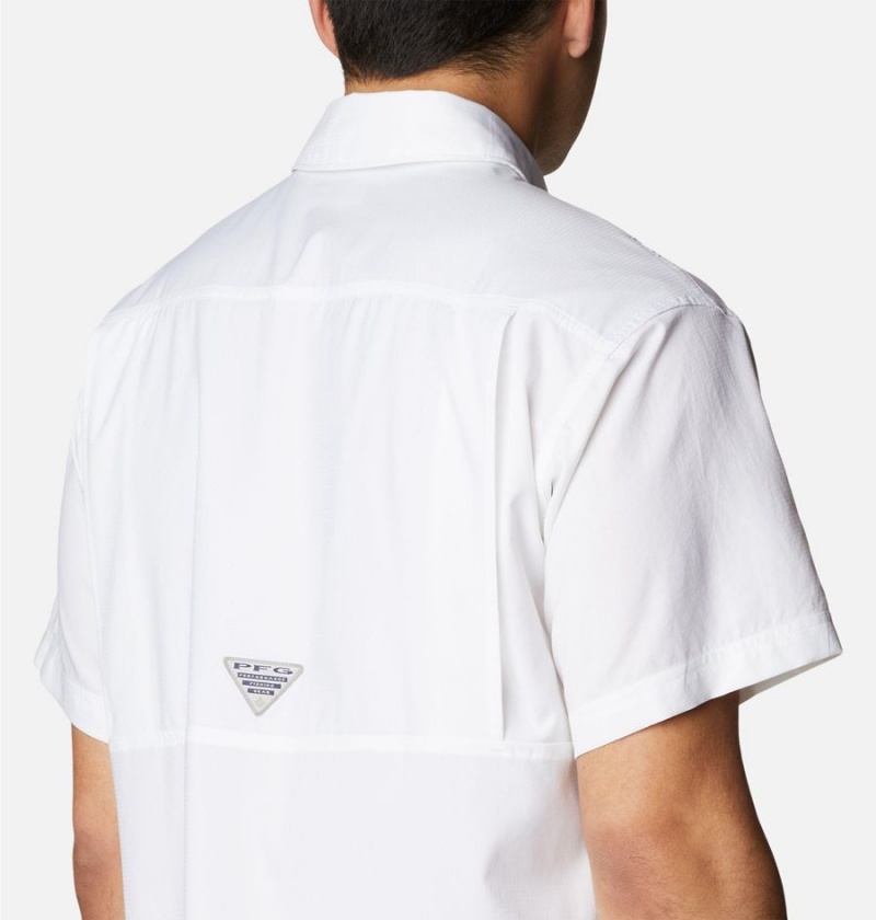 Columbia PFG Skiff Guide Woven Short Sleeve Men's Shirt White | VKAXCO-430