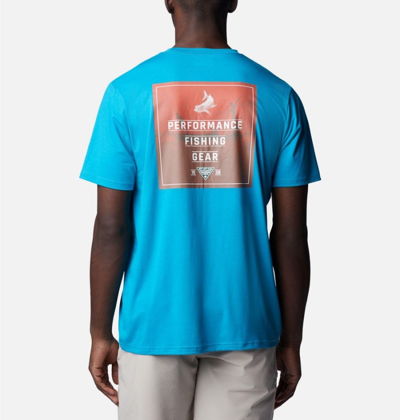 Columbia PFG Skiff Horizon Short Sleeve Tech Men's T-Shirt Turquoise | YNKAML-059