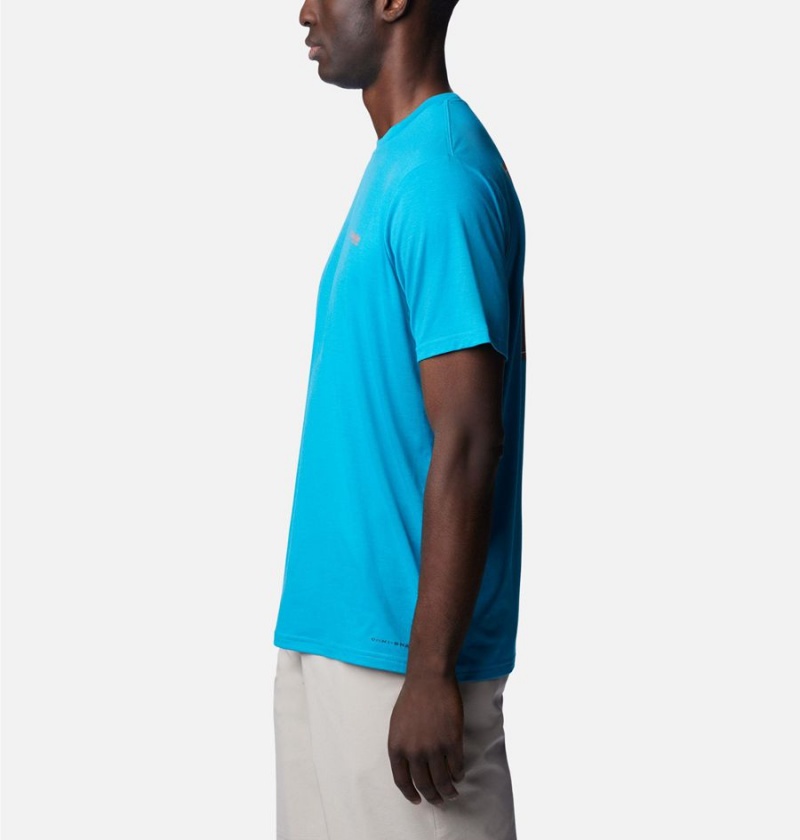 Columbia PFG Skiff Horizon Short Sleeve Tech Men's T-Shirt Turquoise | YNKAML-059