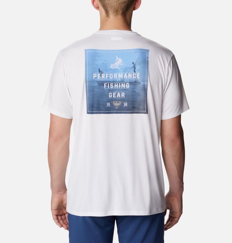 Columbia PFG Skiff Horizon Short Sleeve Tech Men's T-Shirt White | SPKRFT-987
