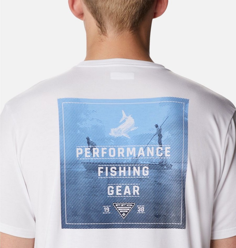Columbia PFG Skiff Horizon Short Sleeve Tech Men's T-Shirt White | SPKRFT-987