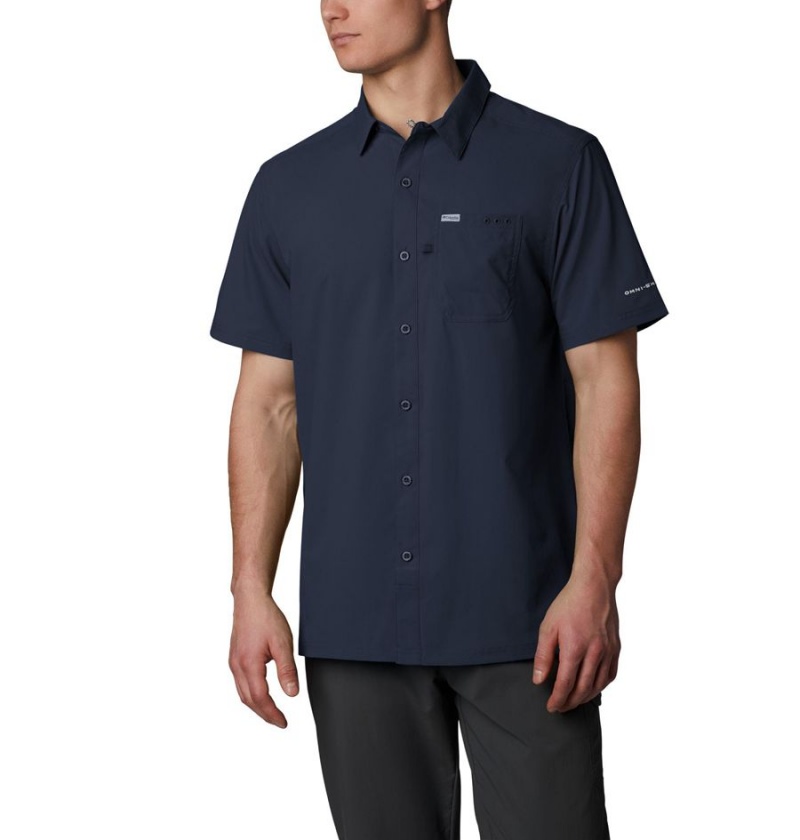 Columbia PFG Slack Tide Camp Men\'s Shirt Navy | IUZOPY-692