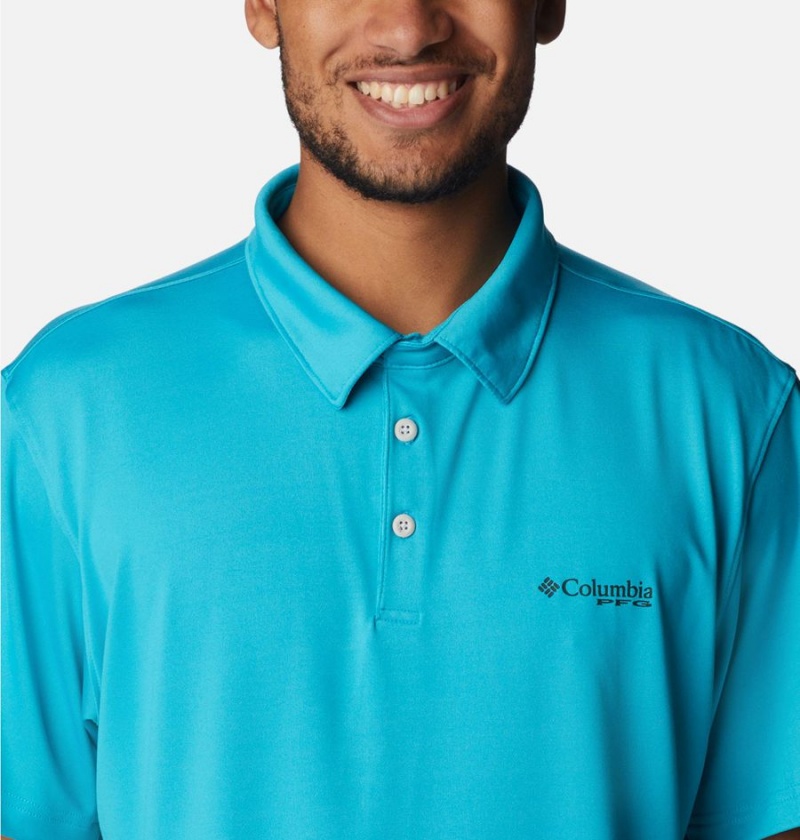 Columbia PFG Slack Tide Stretch Men's Polo Shirt Turquoise | ACLNIQ-560