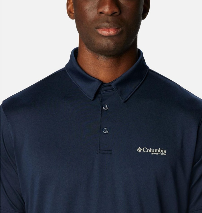 Columbia PFG Slack Tide Stretch Men's Polo Shirt Navy | JFBDXI-490
