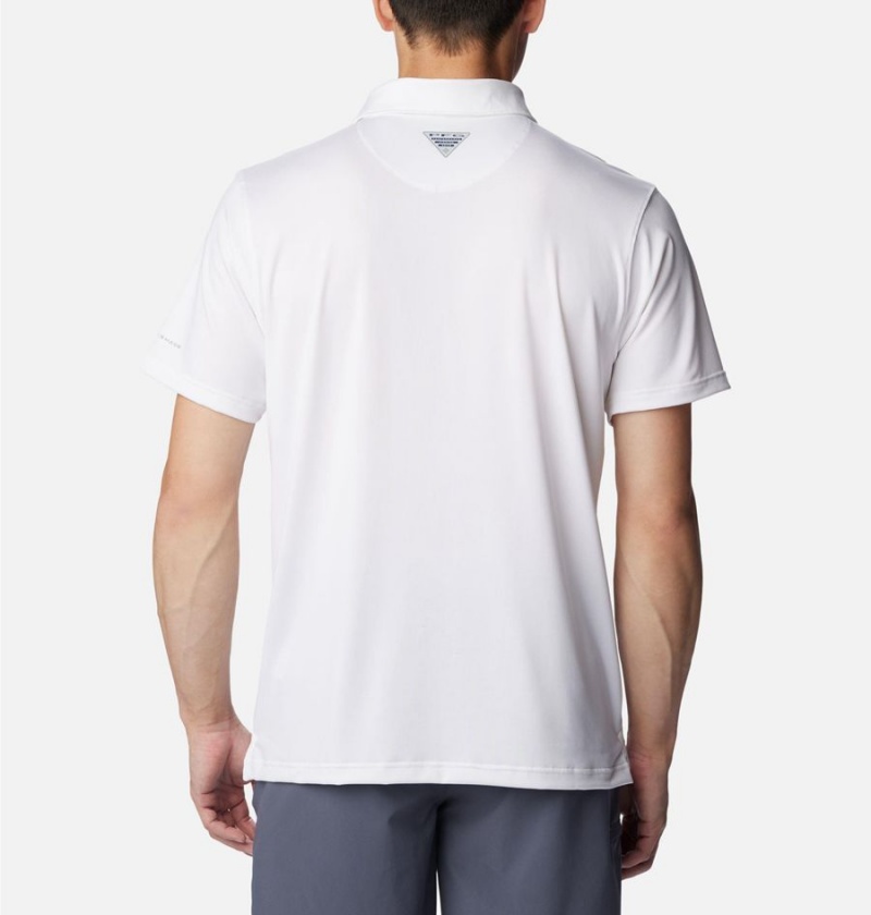 Columbia PFG Slack Tide Stretch Men's Polo Shirt White | JHGUFN-950