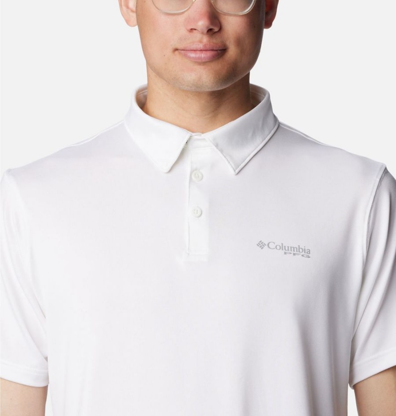Columbia PFG Slack Tide Stretch Men's Polo Shirt White | JHGUFN-950