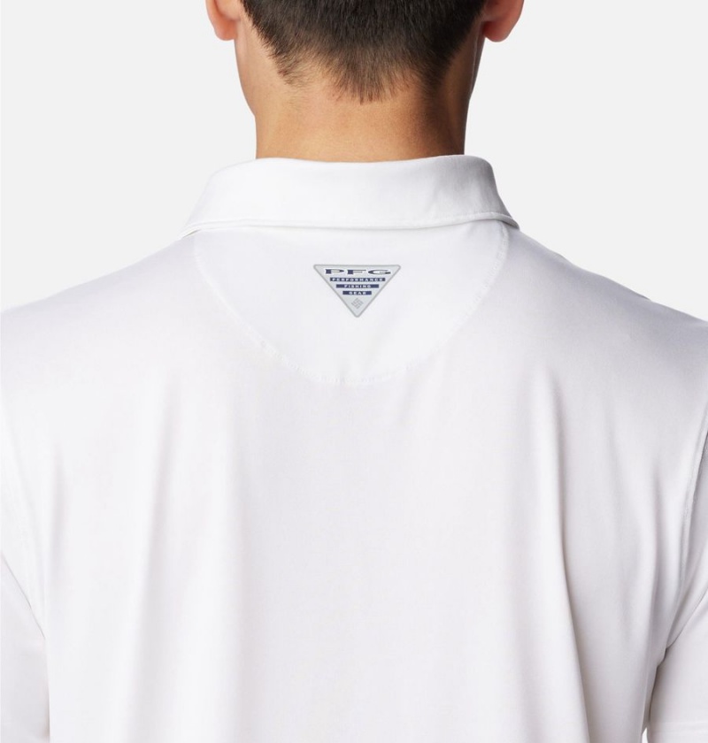 Columbia PFG Slack Tide Stretch Men's Polo Shirt White | JHGUFN-950