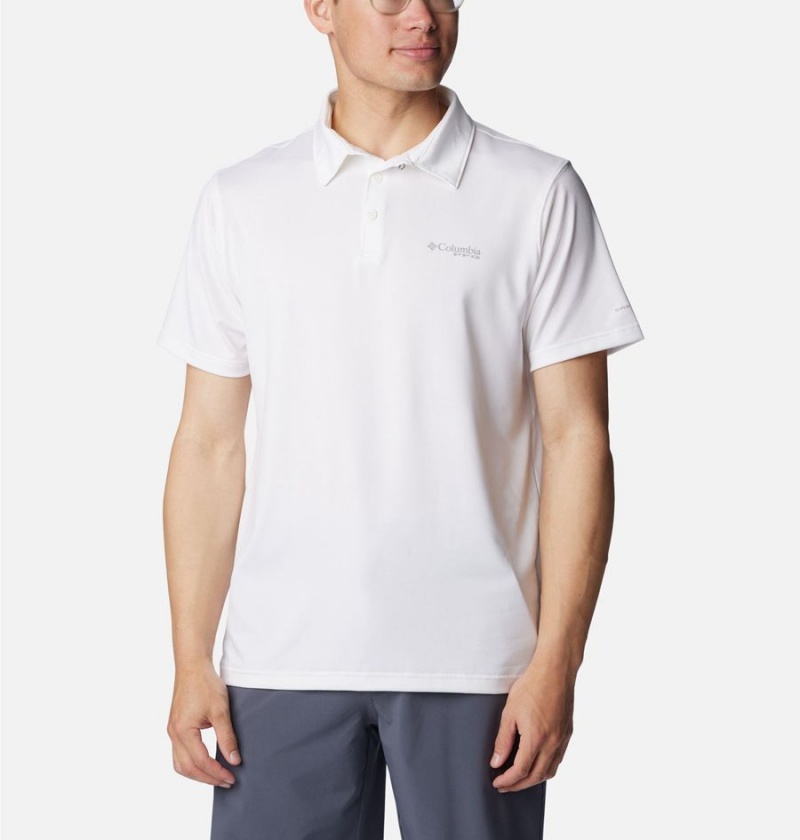 Columbia PFG Slack Tide Stretch Men\'s Polo Shirt White | JHGUFN-950