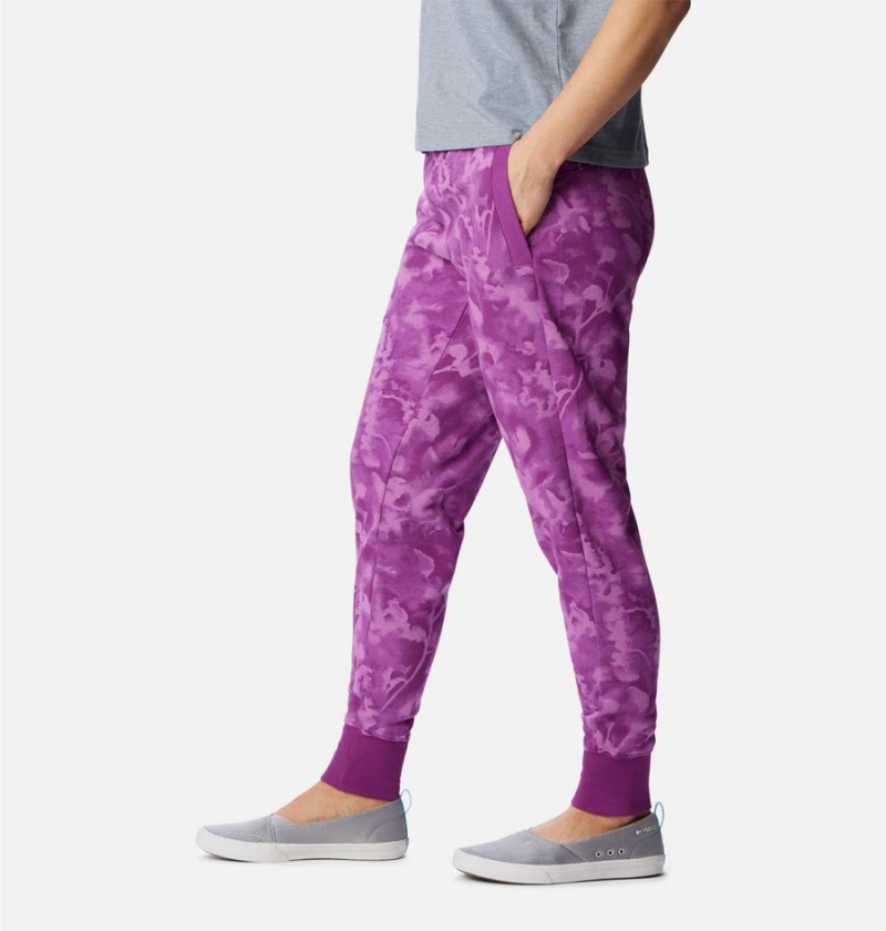 Columbia PFG Slack Water French Terry Joggers Women's Pants Purple | NAJSYX-789