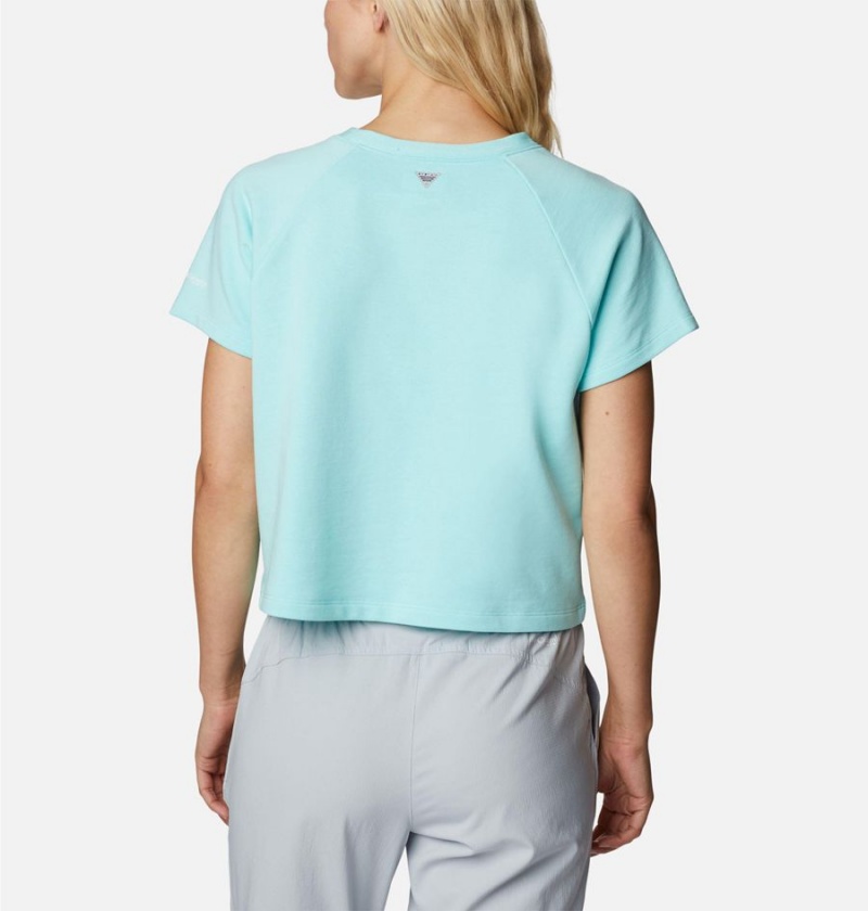 Columbia PFG Slack Water French Terry Women's T-Shirt Blue | NEYUQO-296