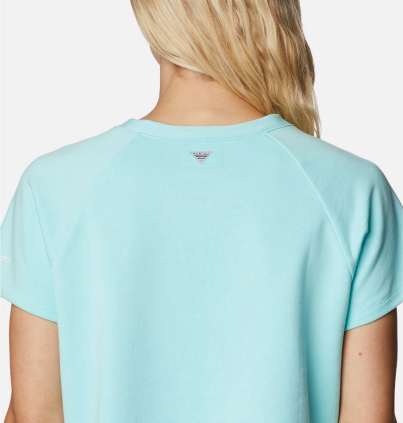 Columbia PFG Slack Water French Terry Women's T-Shirt Blue | NEYUQO-296