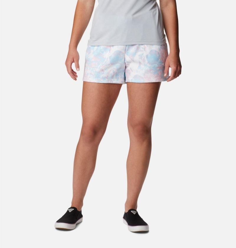 Columbia PFG Slack Water French Terry Women\'s Shorts White | ZODSTM-463