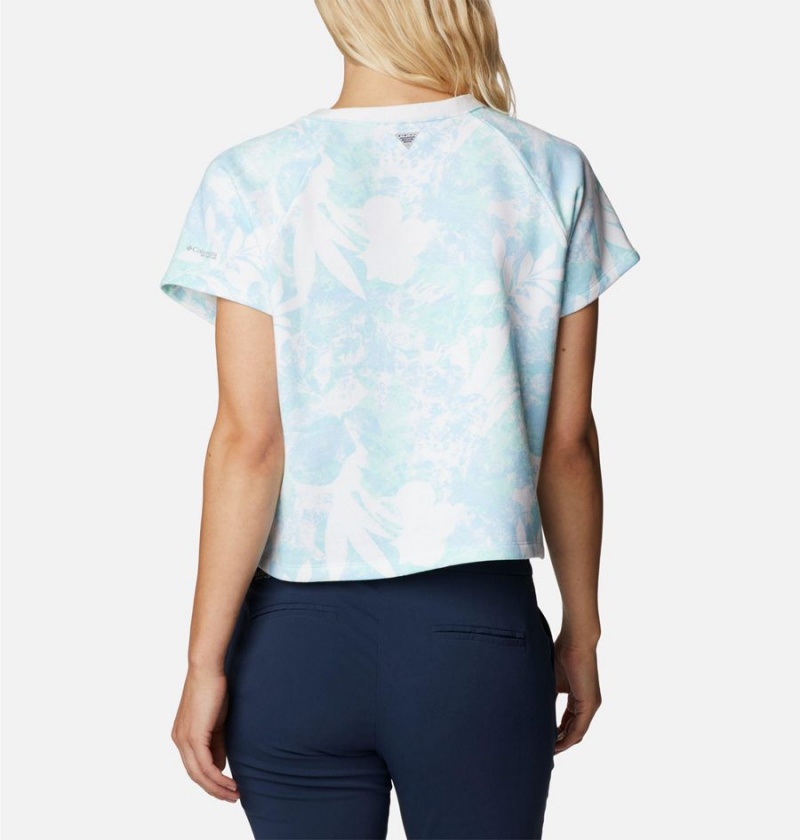 Columbia PFG Slack Water French Terry Women's T-Shirt Blue | OQDMXJ-918