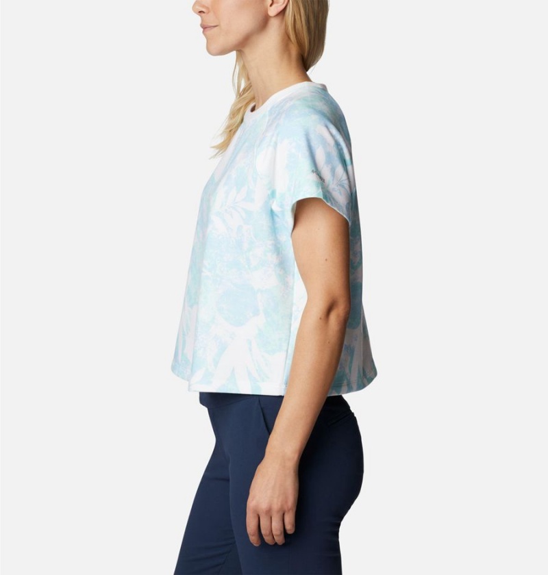 Columbia PFG Slack Water French Terry Women's T-Shirt Blue | OQDMXJ-918
