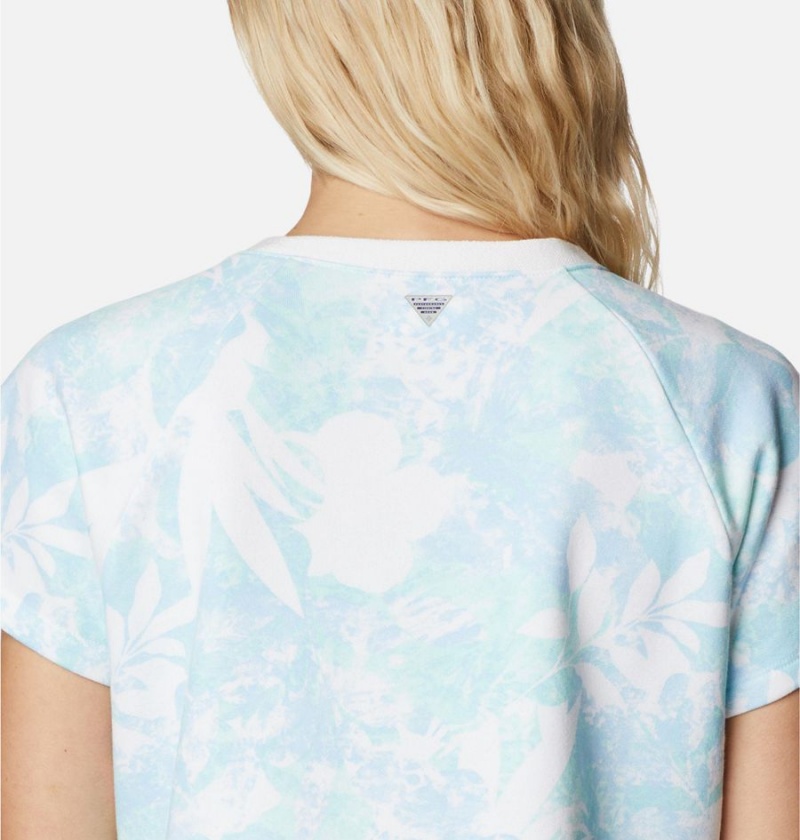Columbia PFG Slack Water French Terry Women's T-Shirt Blue | OQDMXJ-918