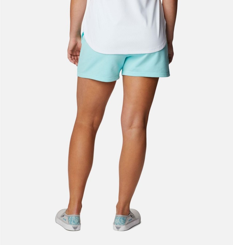 Columbia PFG Slack Water French Terry Women's Shorts Turquoise | ODKHSA-503
