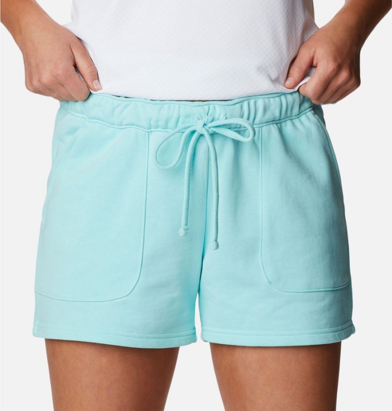 Columbia PFG Slack Water French Terry Women's Shorts Turquoise | ODKHSA-503