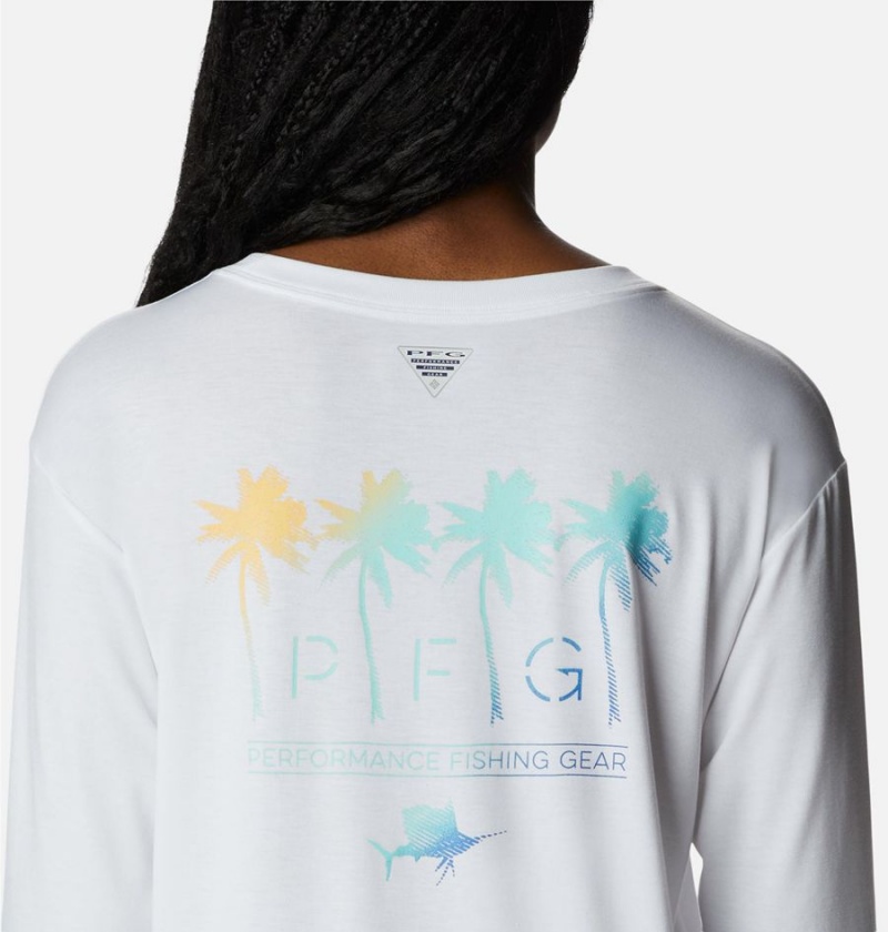 Columbia PFG Slack Water Graphic Long Sleeve Women's T-Shirt White | XUYTBA-530