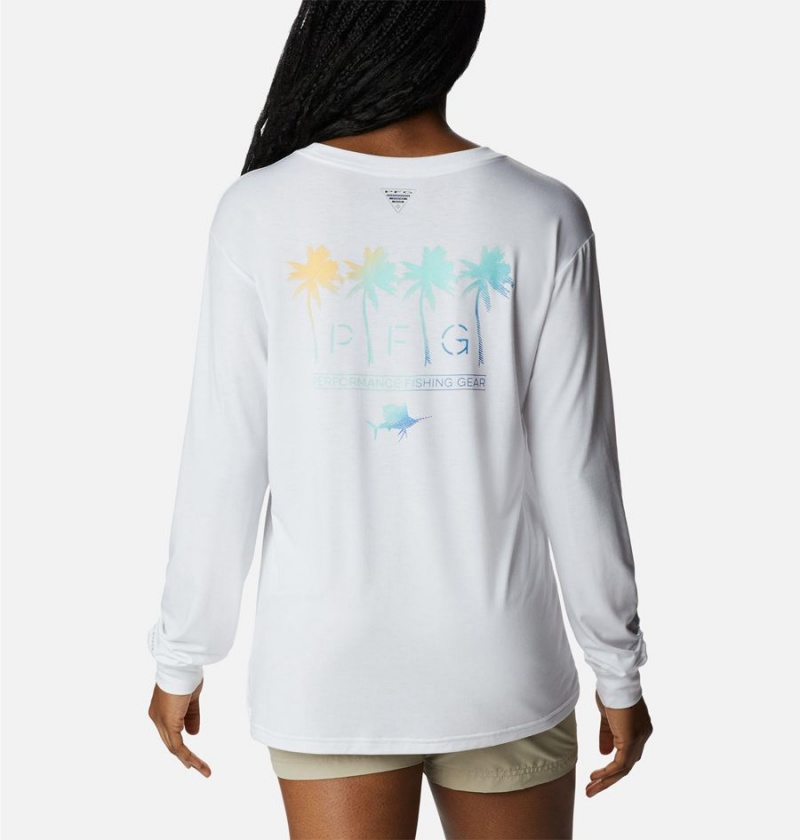 Columbia PFG Slack Water Graphic Long Sleeve Women\'s T-Shirt White | XUYTBA-530