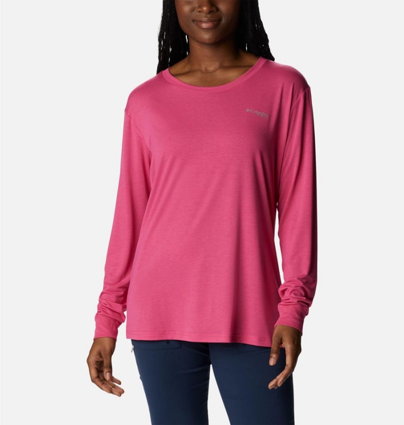Columbia PFG Slack Water Graphic Long Sleeve Women's T-Shirt Pink | VYTSFE-579