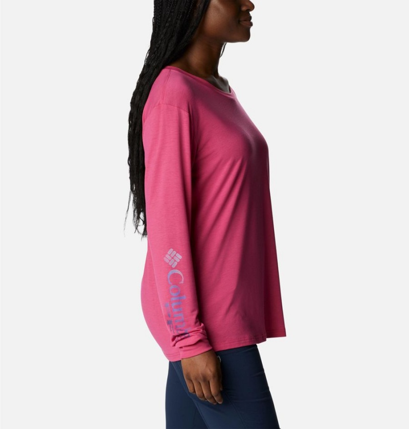 Columbia PFG Slack Water Graphic Long Sleeve Women's T-Shirt Pink | VYTSFE-579