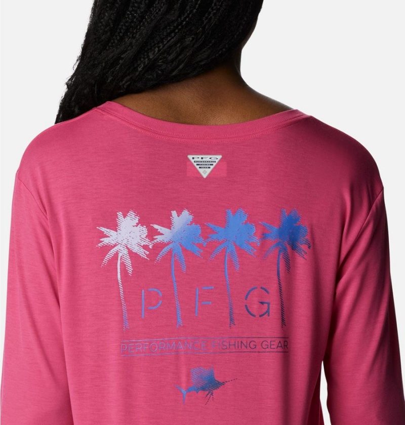 Columbia PFG Slack Water Graphic Long Sleeve Women's T-Shirt Pink | VYTSFE-579