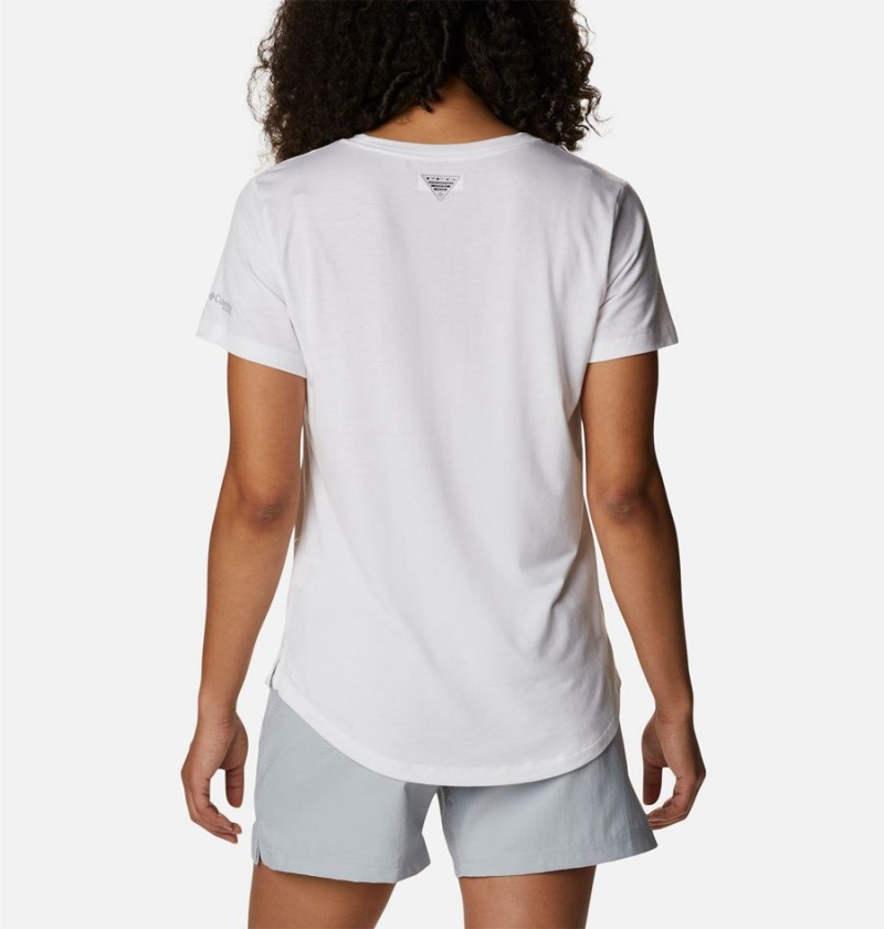 Columbia PFG Slack Water Knit II Women's T-Shirt White | ZHALOM-327