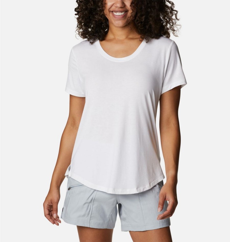 Columbia PFG Slack Water Knit II Women\'s T-Shirt White | ZHALOM-327