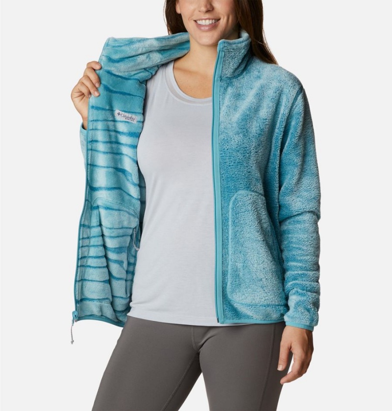 Columbia PFG Slack Water Reversible Women's Fleece Jacket Turquoise | DZAWYX-045