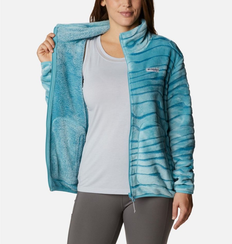 Columbia PFG Slack Water Reversible Women's Fleece Jacket Turquoise | DZAWYX-045