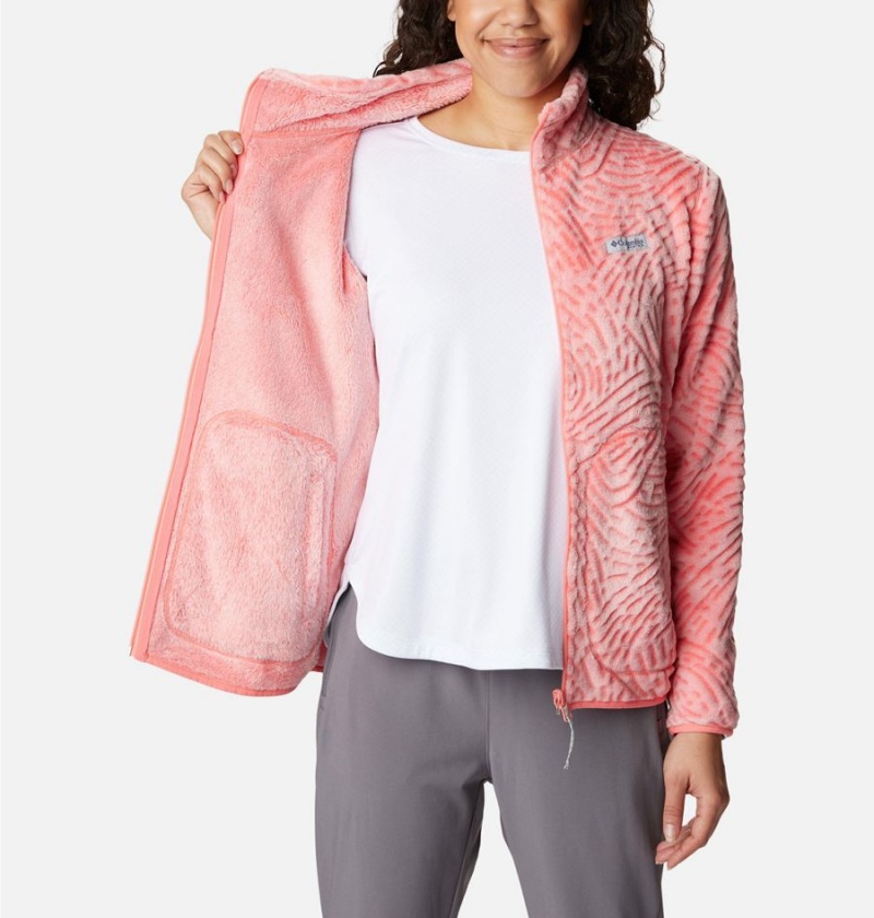 Columbia PFG Slack Water Reversible Women's Fleece Jacket Coral | XIDFLU-287