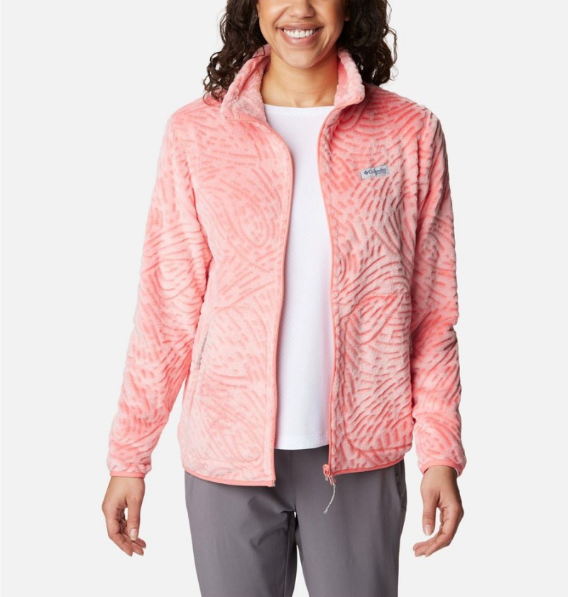 Columbia PFG Slack Water Reversible Women's Fleece Jacket Coral | XIDFLU-287