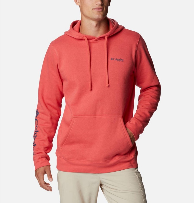 Columbia PFG Sleeve II Graphic Men\'s Hoodie Red | MLFDUC-981