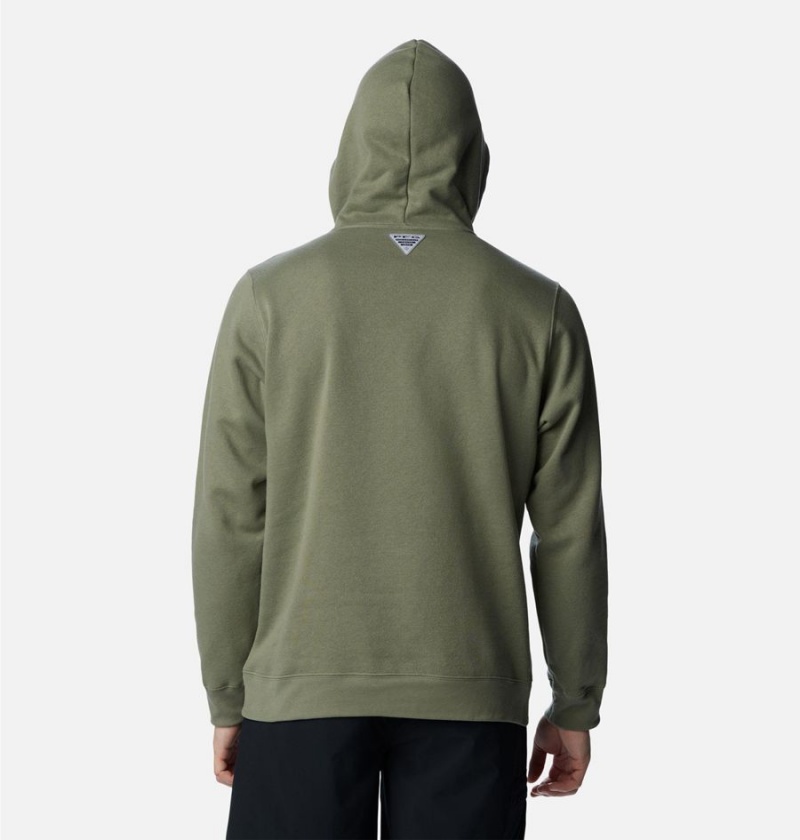 Columbia PFG Sleeve II Graphic Men's Hoodie Green | CFLKQB-354
