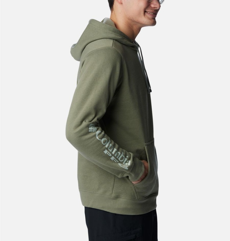 Columbia PFG Sleeve II Graphic Men's Hoodie Green | CFLKQB-354