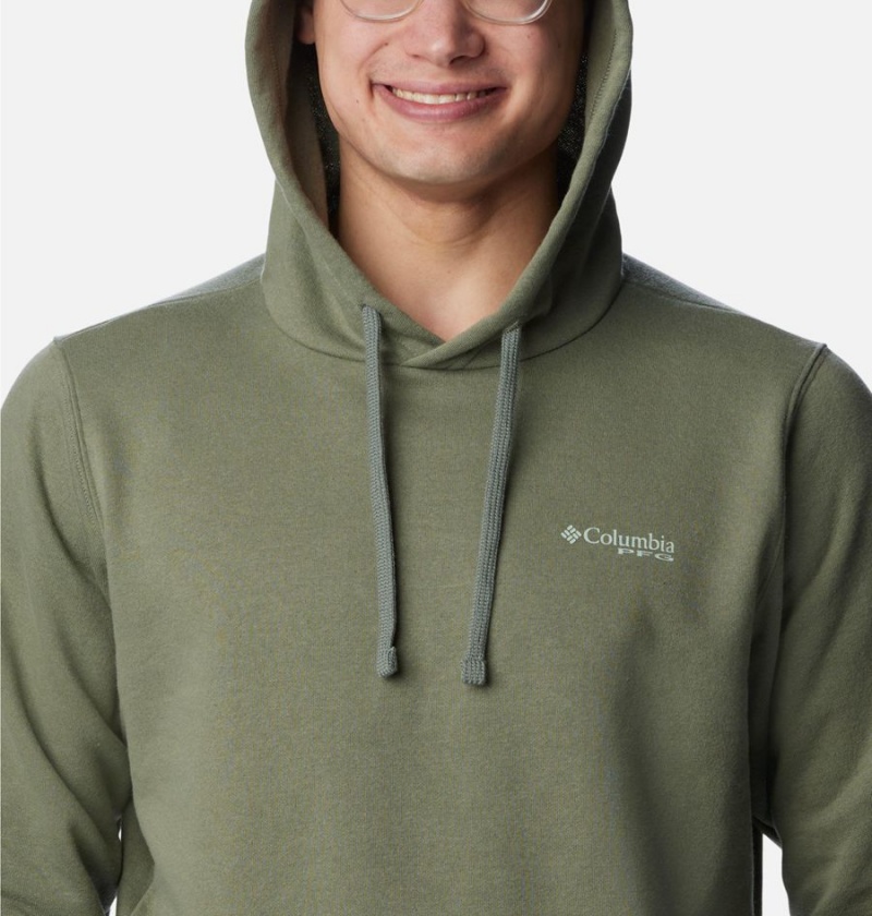 Columbia PFG Sleeve II Graphic Men's Hoodie Green | CFLKQB-354